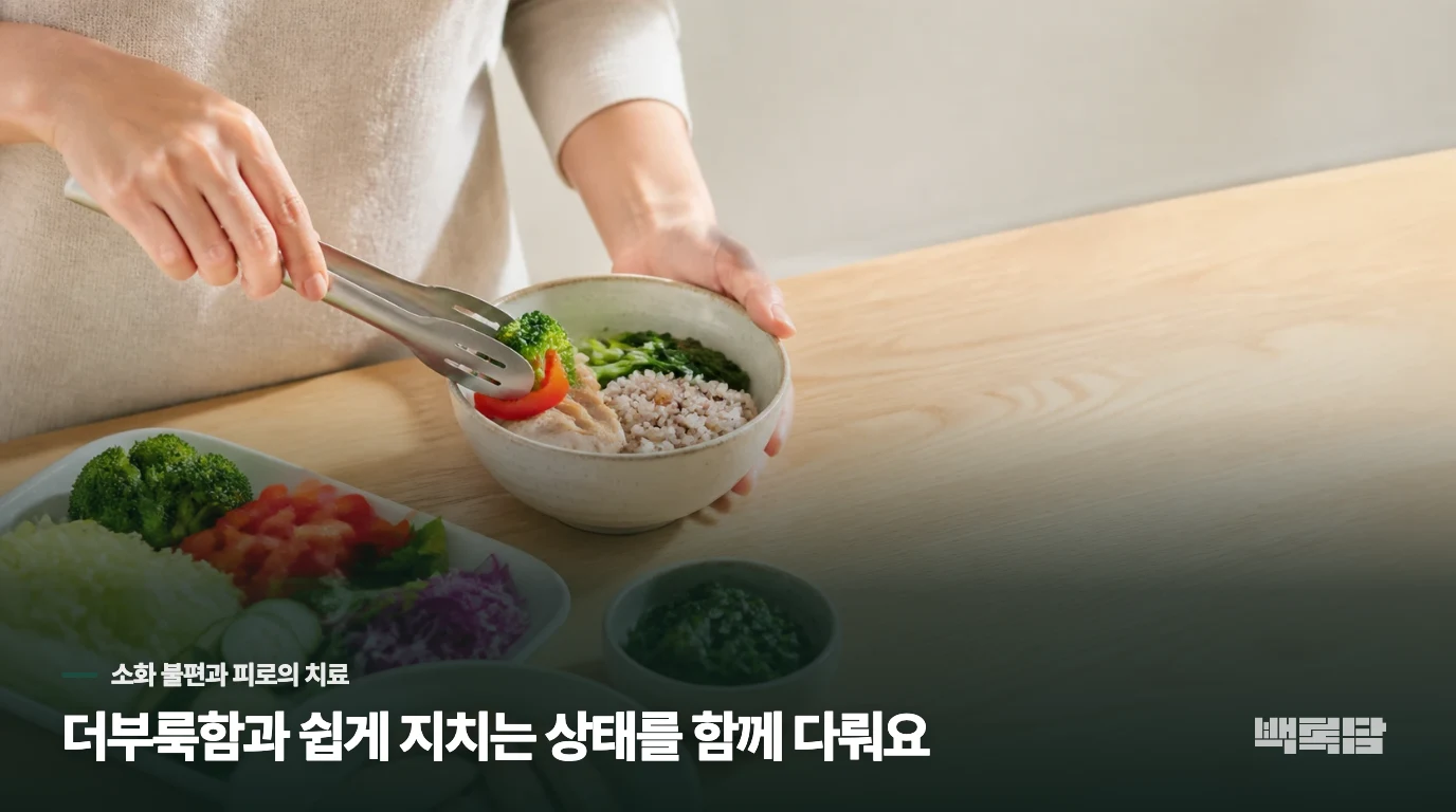 더부룩함과 쉽게 지치는 상태를 함께 다뤄요