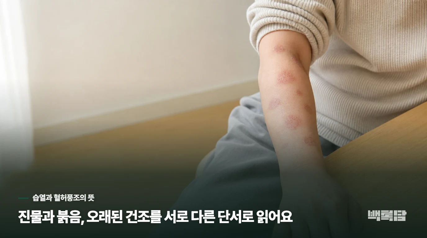 진물과 붉음, 오래된 건조를 서로 다른 단서로 읽어요