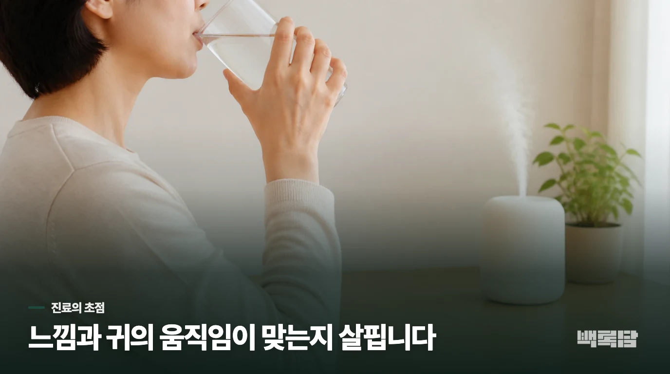 진료에서는 증상과 고막의 움직임을 함께 봅니다