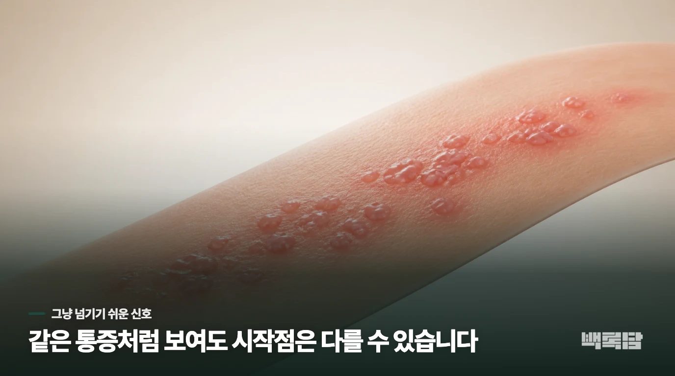 물집은 나았는데 통증만 남았습니다