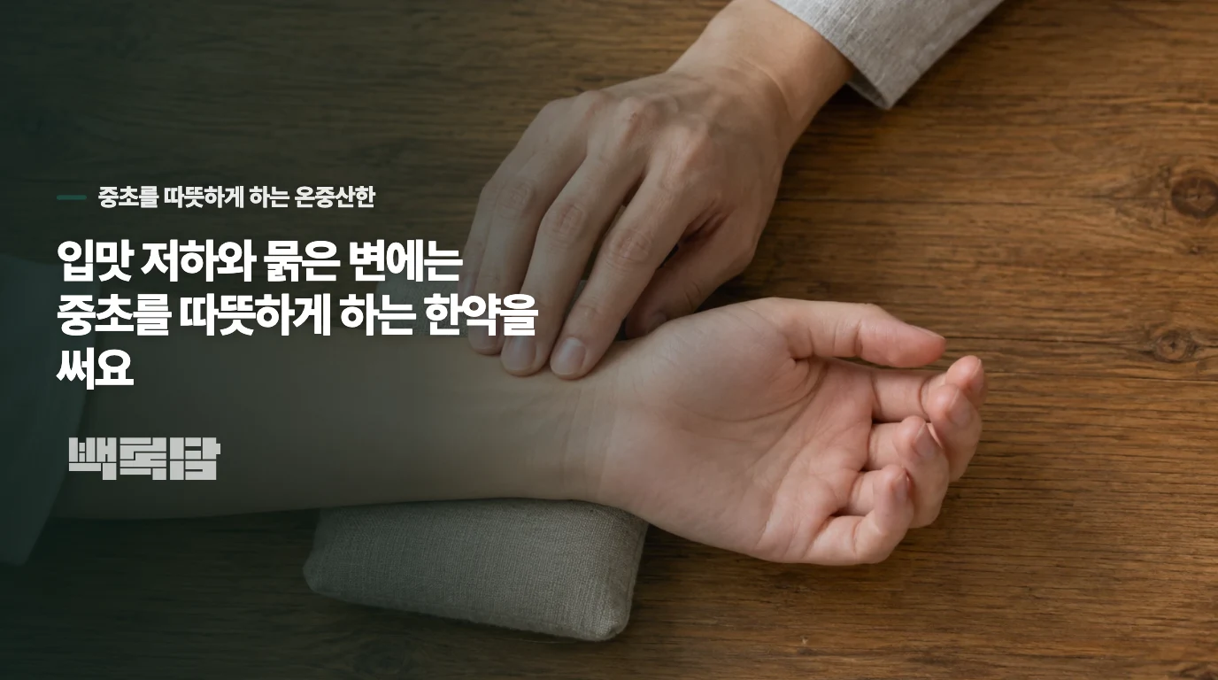 입맛 저하와 묽은 변에는 중초를 따뜻하게 하는 한약을 써요