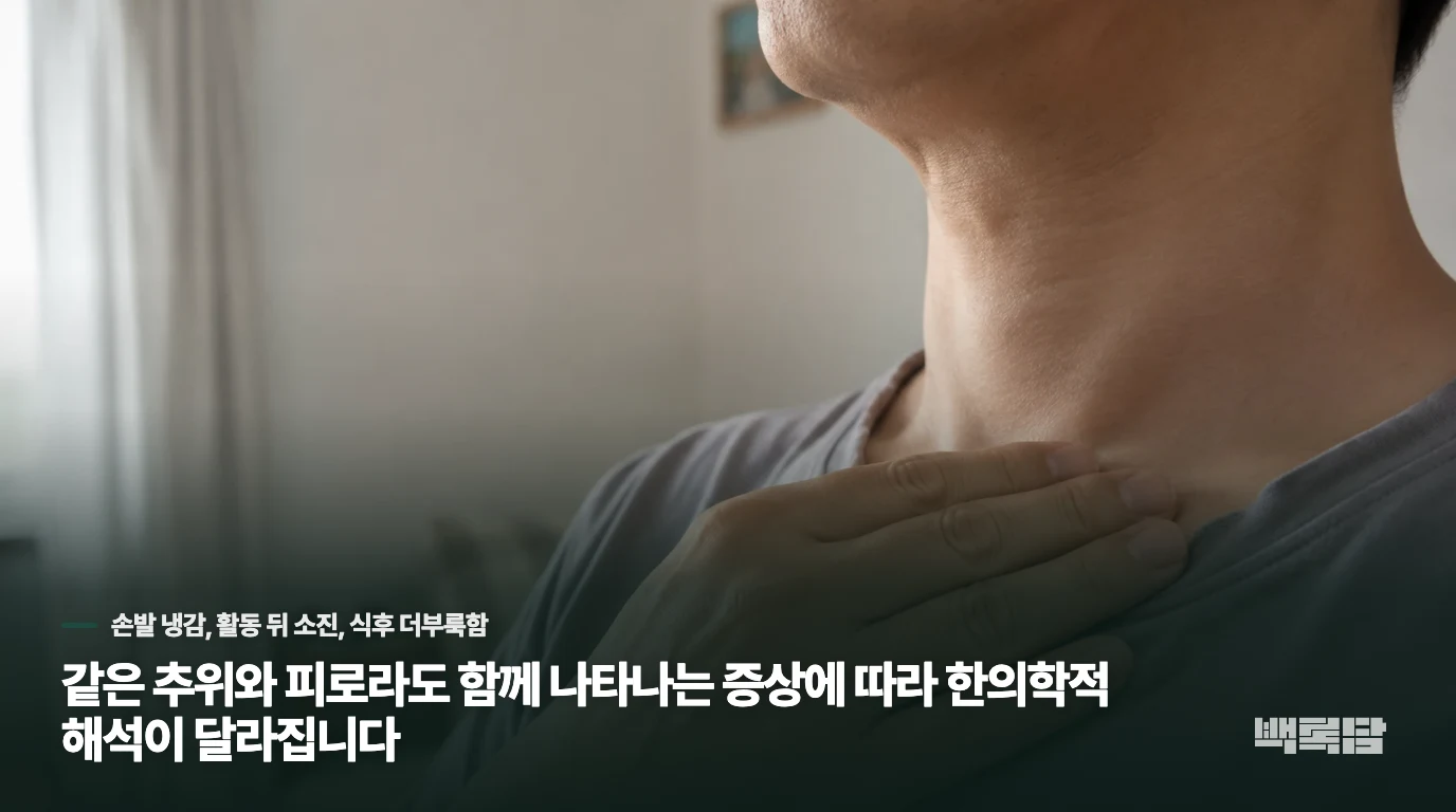 같은 추위와 피로라도 함께 나타나는 증상에 따라 한의학적 해석이 달라집니다