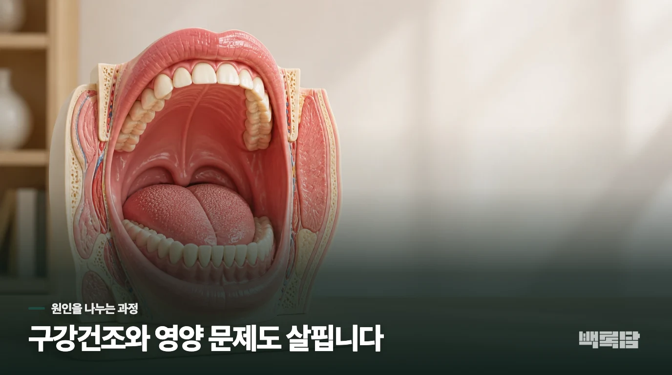 구강건조·감염·영양 문제도 작열감의 원인이 됩니다