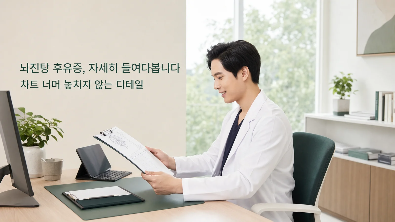 생활관리 — 원장이 진료실에서 환자와 상담하는 장면