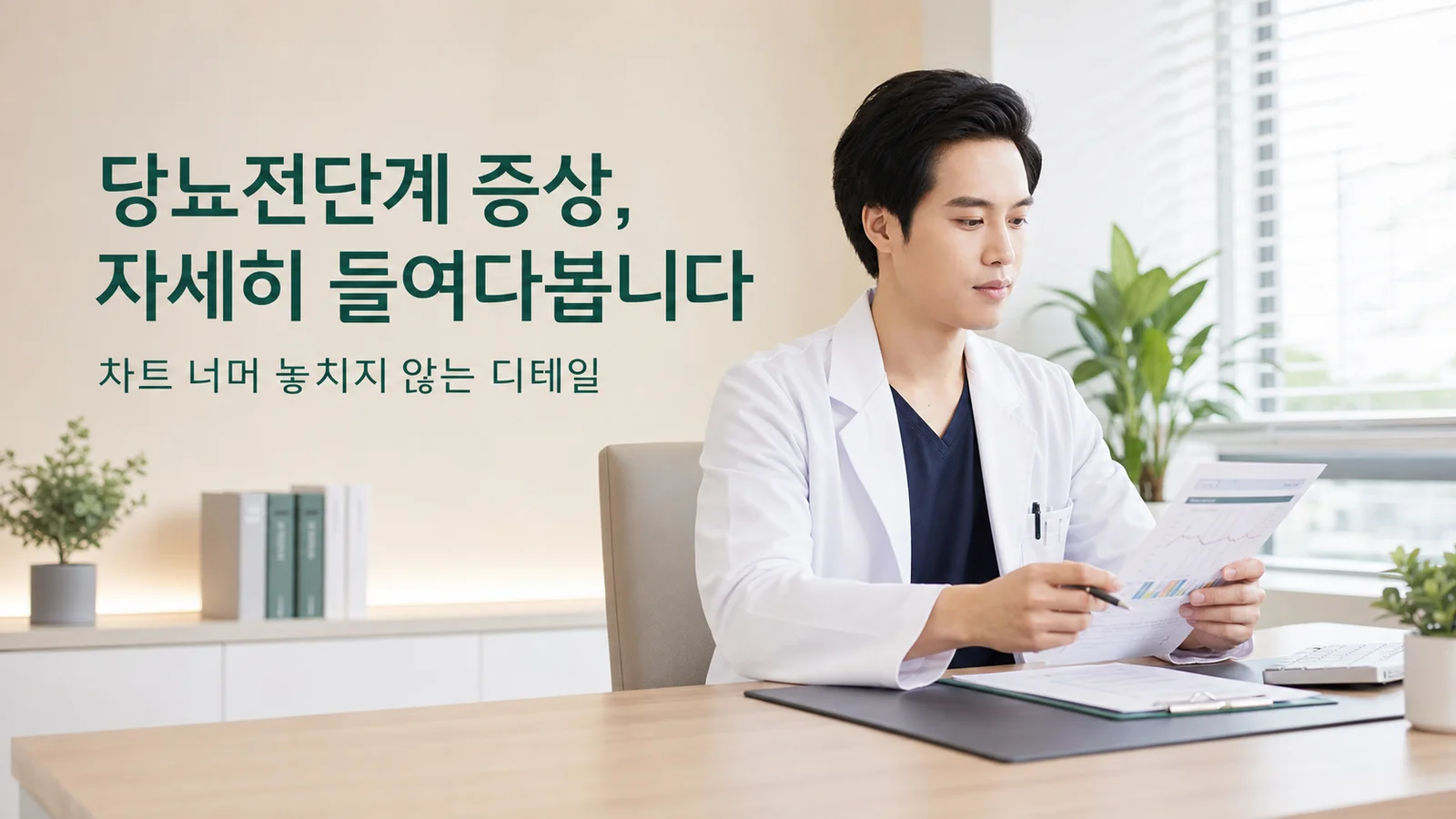 생활에서 확인할 것들 — 원장이 진료실에서 환자와 상담하는 장면