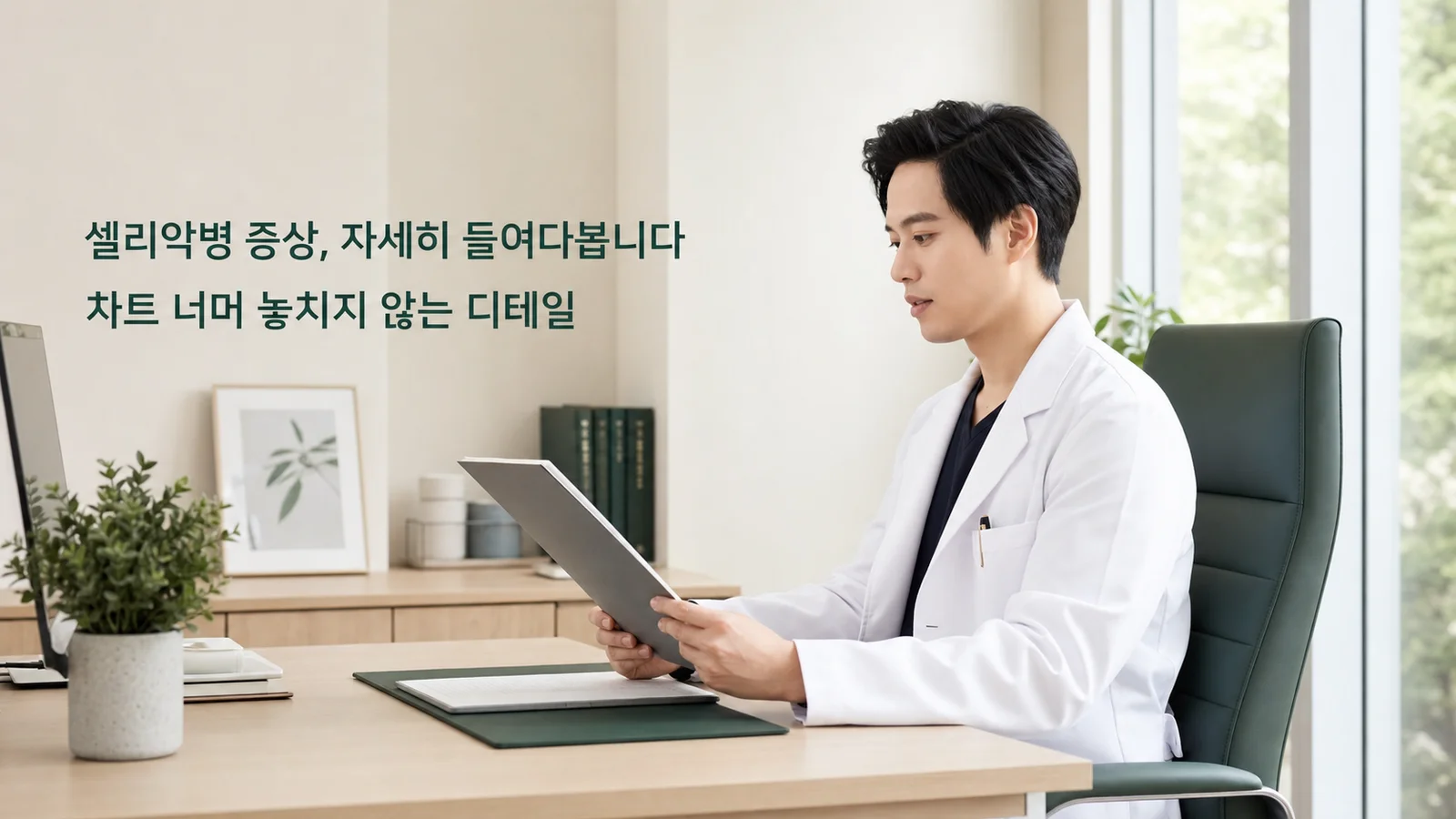 혼자 고민하기보다 정확한 진단과 맞춤 관리가 필요한 이유 — 원장이 진료실에서 환자와 상담하는 장면