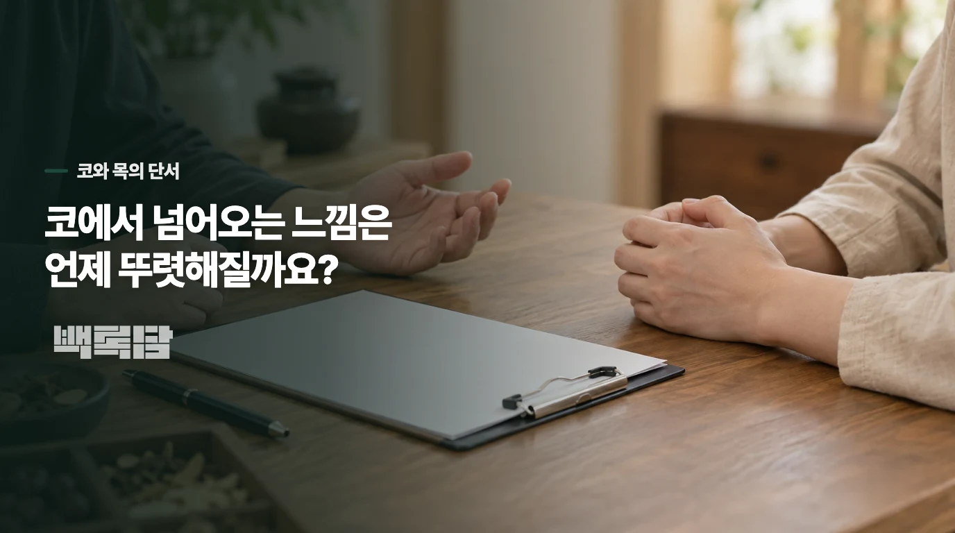 코에서 넘어오는 느낌은 언제 뚜렷해질까요?