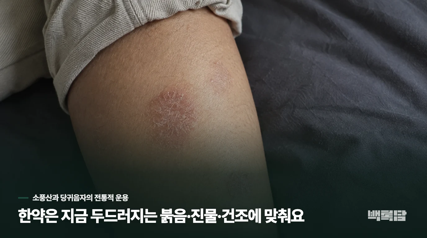 한약은 지금 두드러지는 붉음·진물·건조에 맞춰요