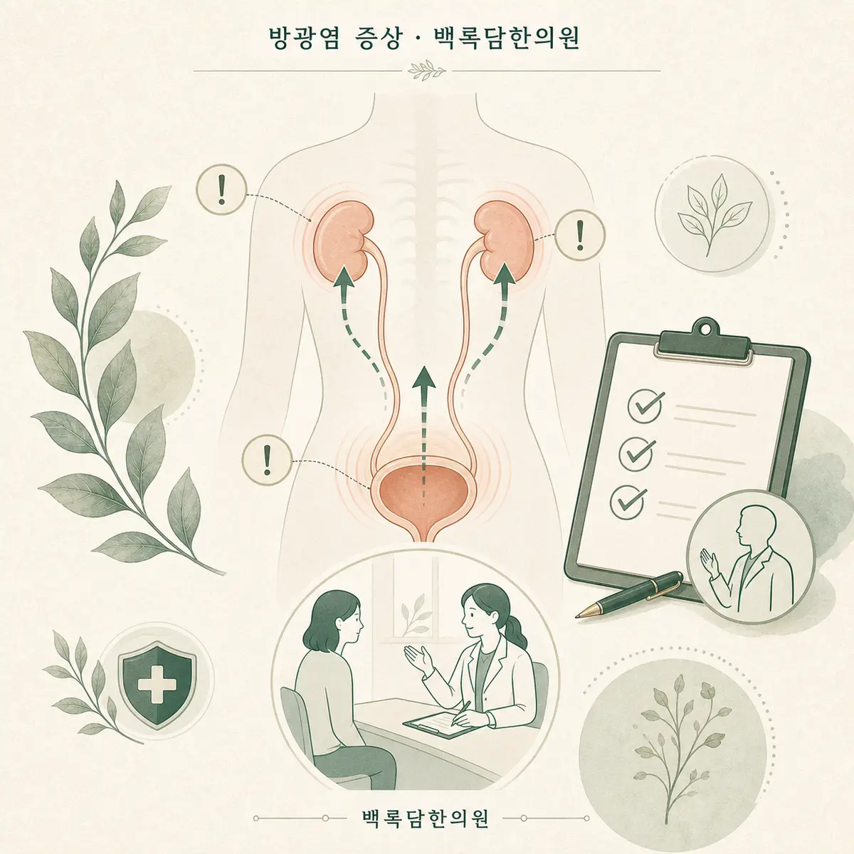 이런 신호가 온다면 망설이지 말고 병원으로 가세요 — 섹션 주제를 상징하는 에디토리얼 일러스트 카드