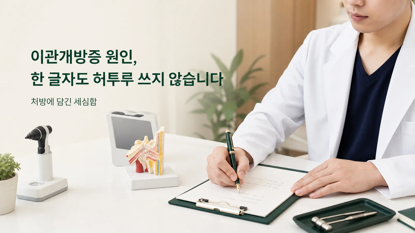 생활에서 확인할 것들 — 원장이 진료실에서 환자와 상담하는 장면
